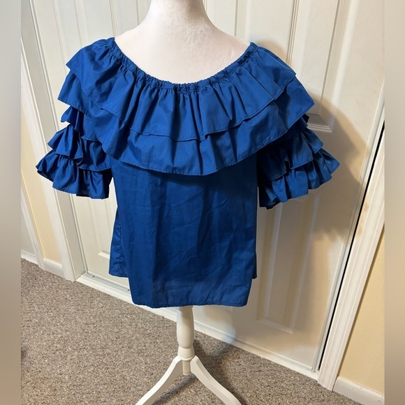 Square Dance Blouse Size Small Royal Blue - Picture 1 of 6